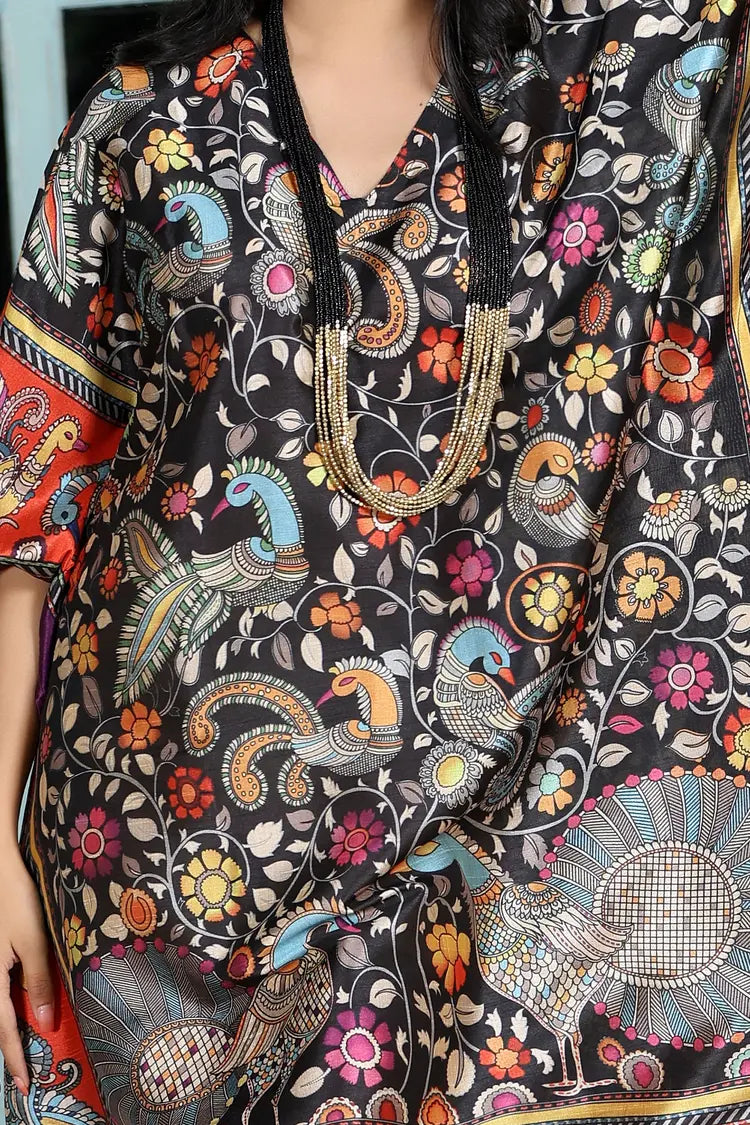Boho Kaftan Black Madhubani