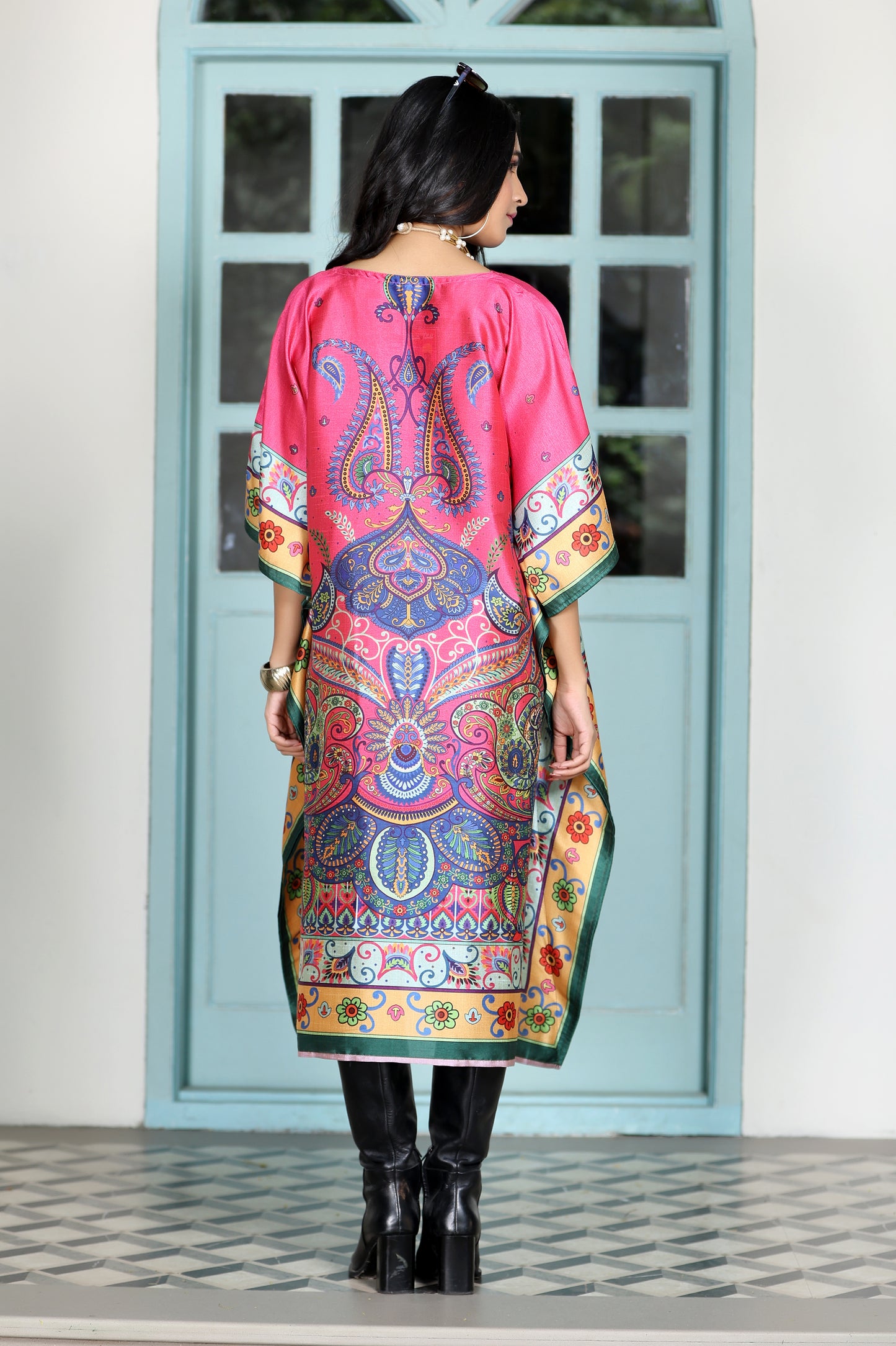 Boho Kaftan Fuscia Paisley