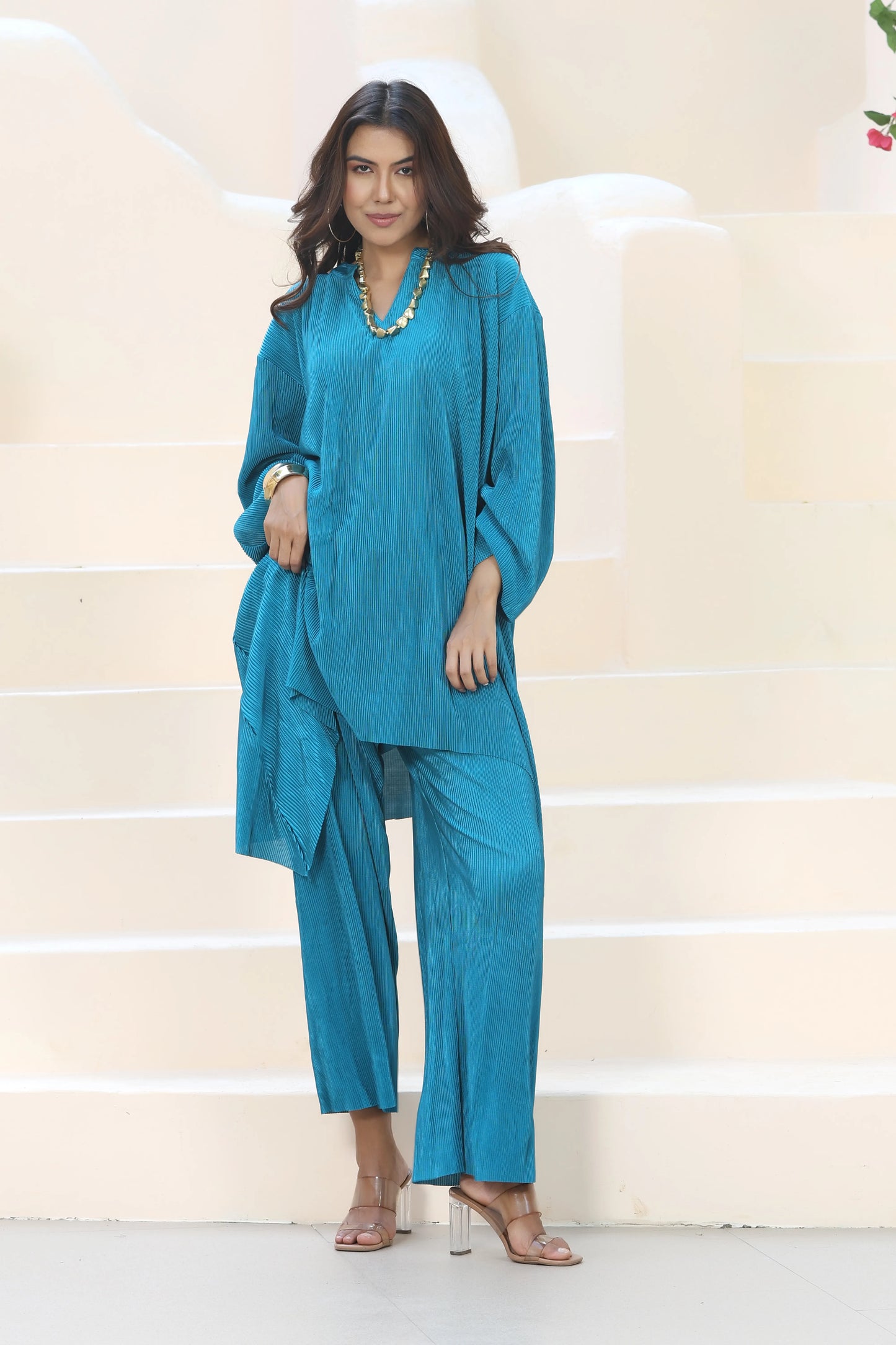Flow Line Co-ord Set Aqua