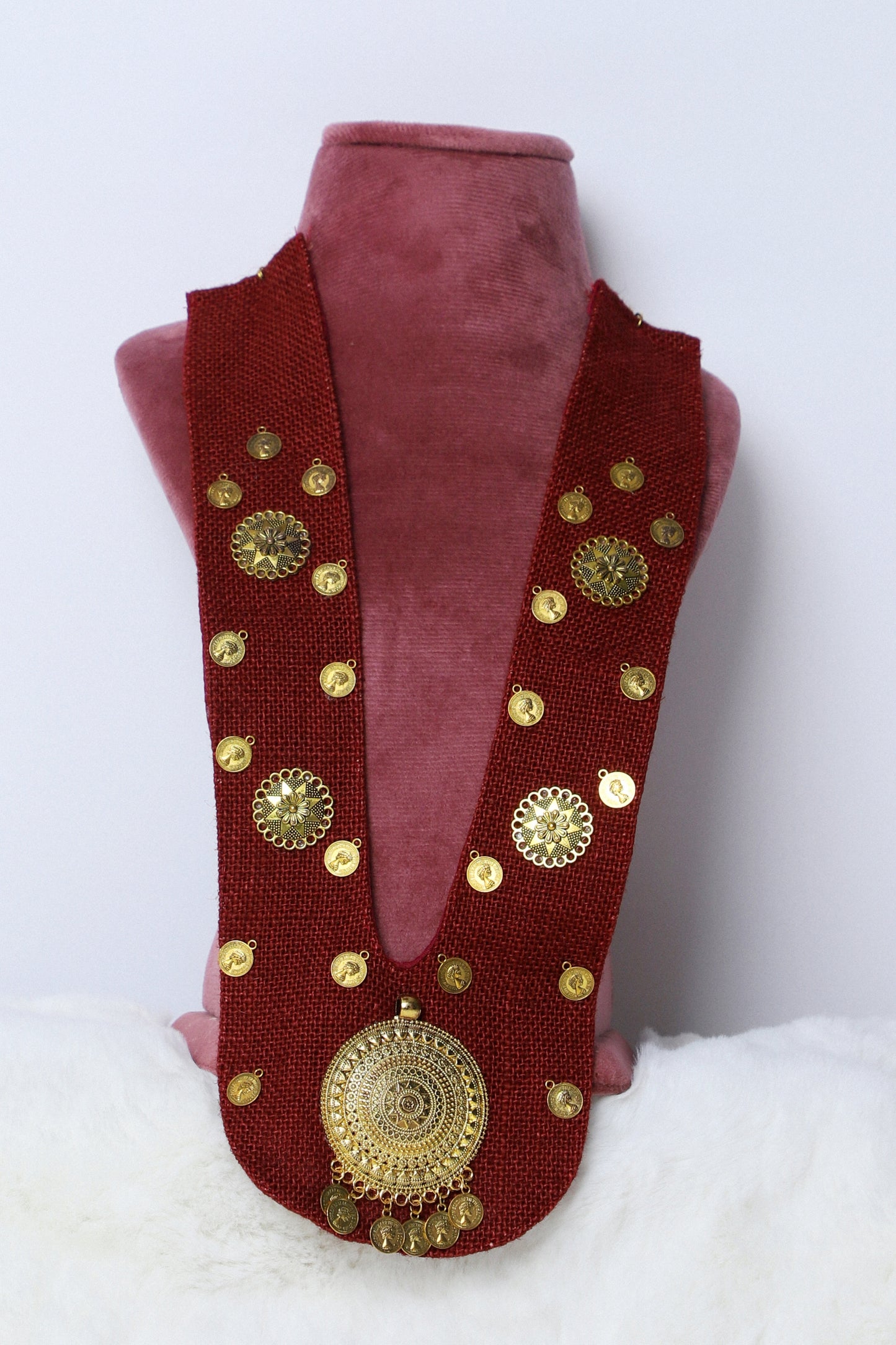 Necklace Jute Maroon