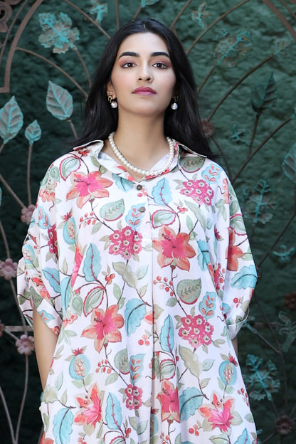 Boho Dress Cream Floral Print