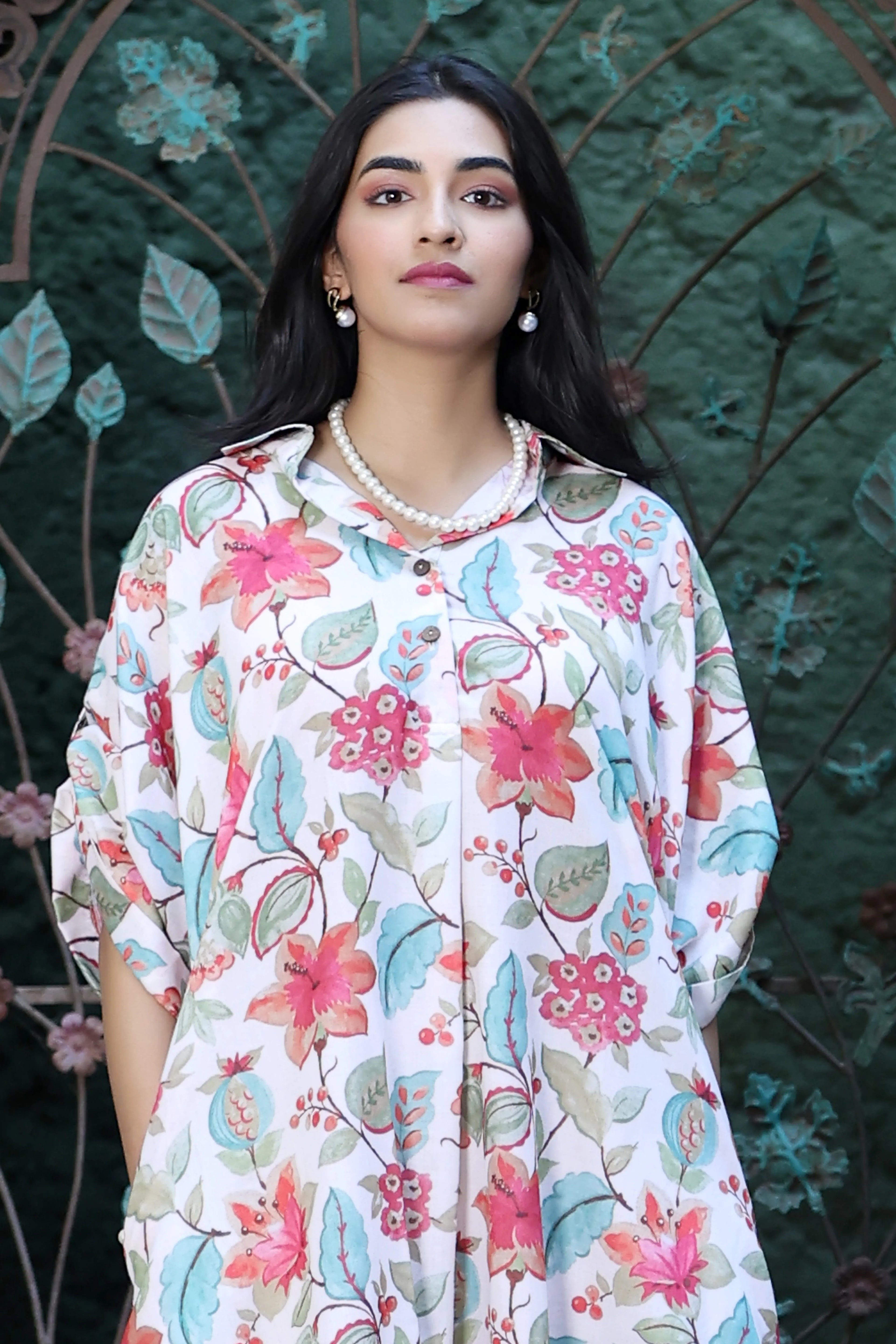 Boho Dress Cream Floral Print