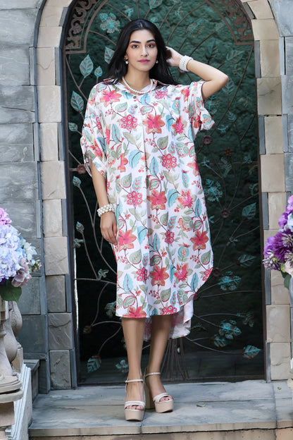 Boho Dress Cream Floral Print