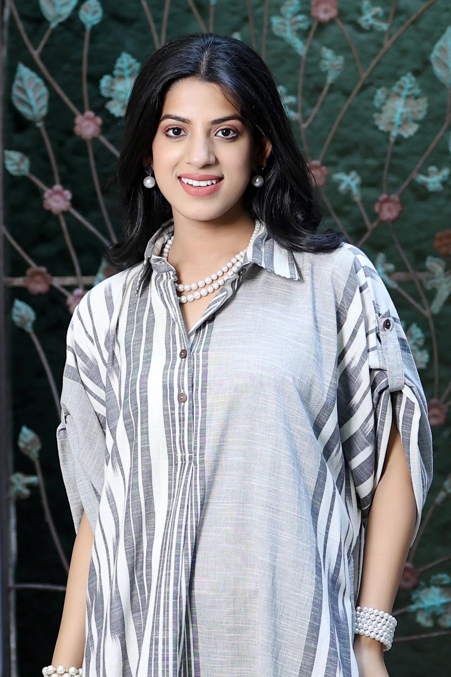 Boho Dress Grey Ikkat