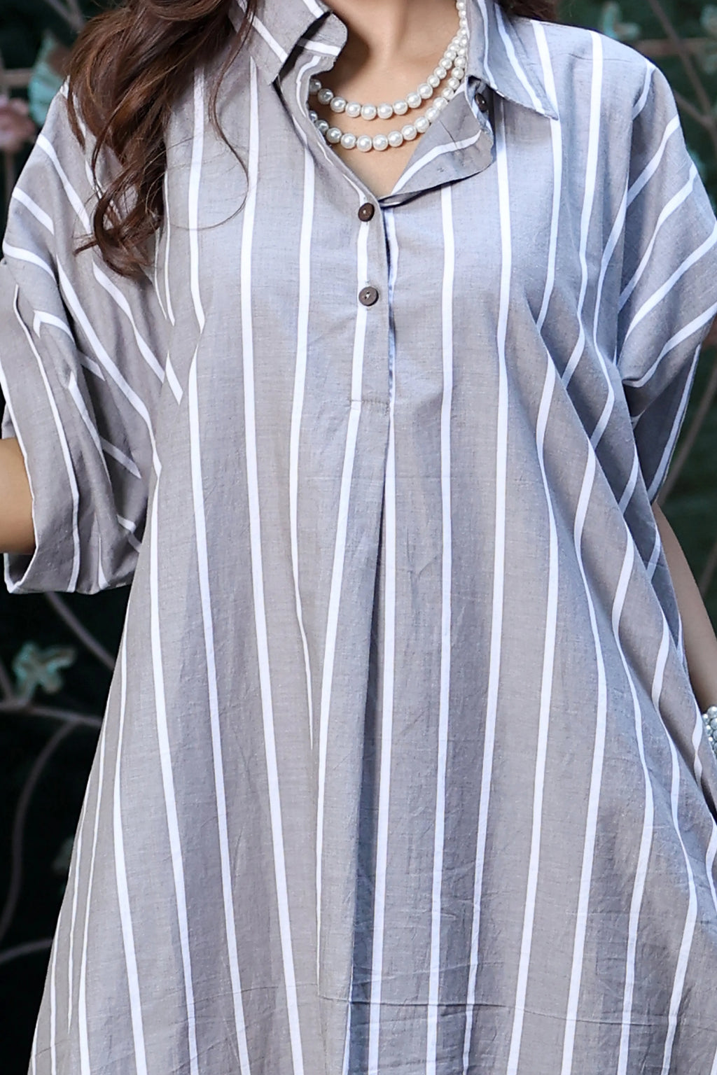 Boho Dress Grey Stripe