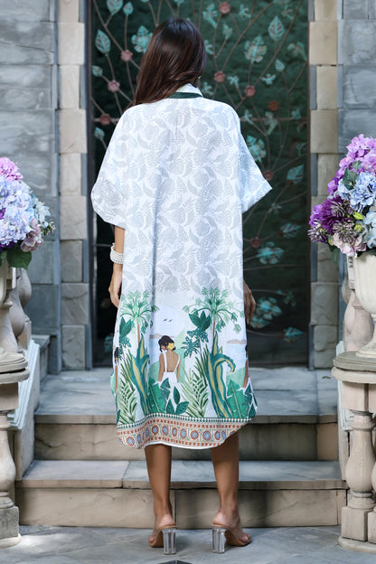 Boho Dress Tropical Hawain Print