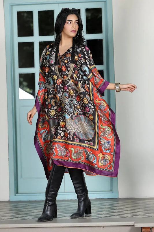 Boho Kaftan Black Madhubani