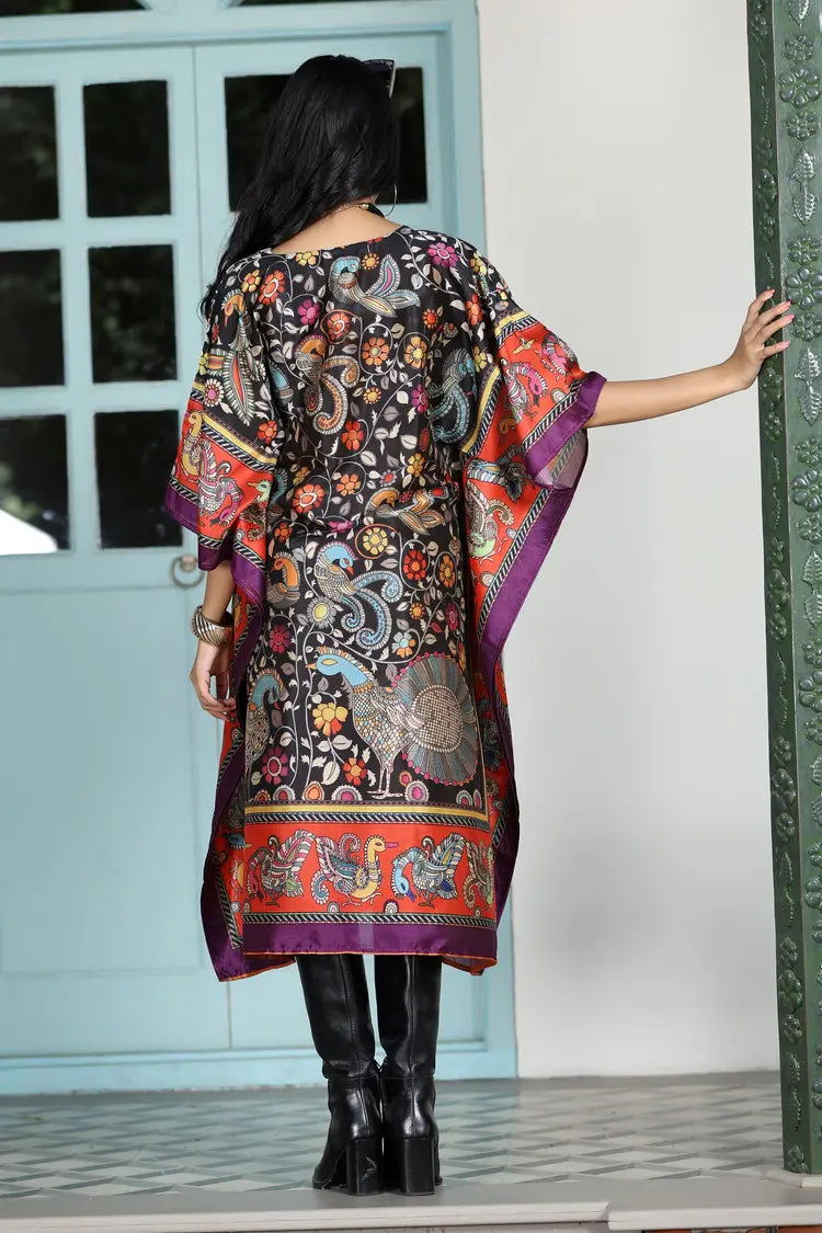 Boho Kaftan Black Madhubani