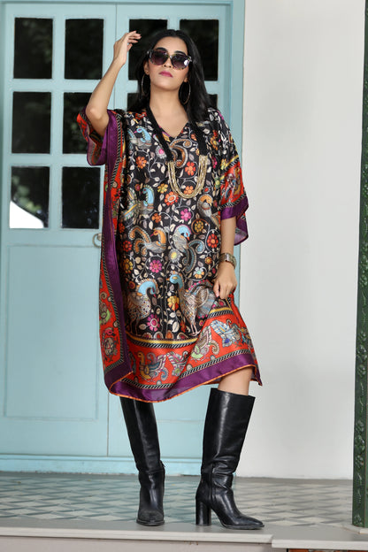 Boho Kaftan Black Madhubani