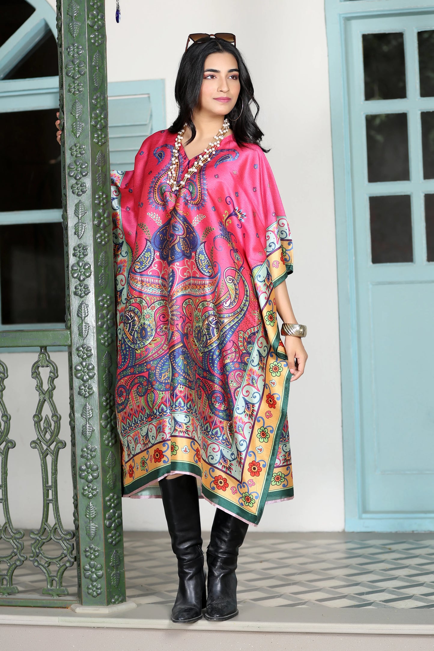 Boho Kaftan Fuscia Paisley