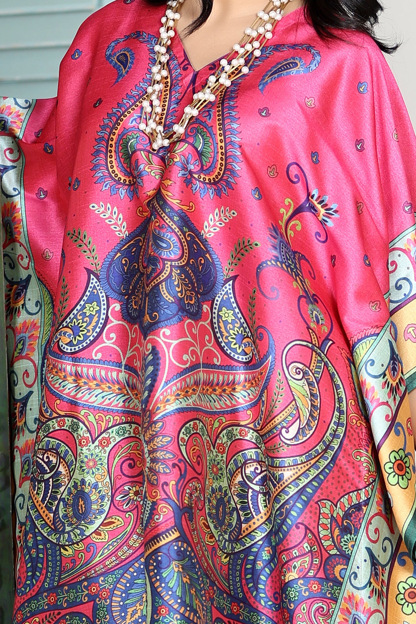 Boho Kaftan Fuscia Paisley