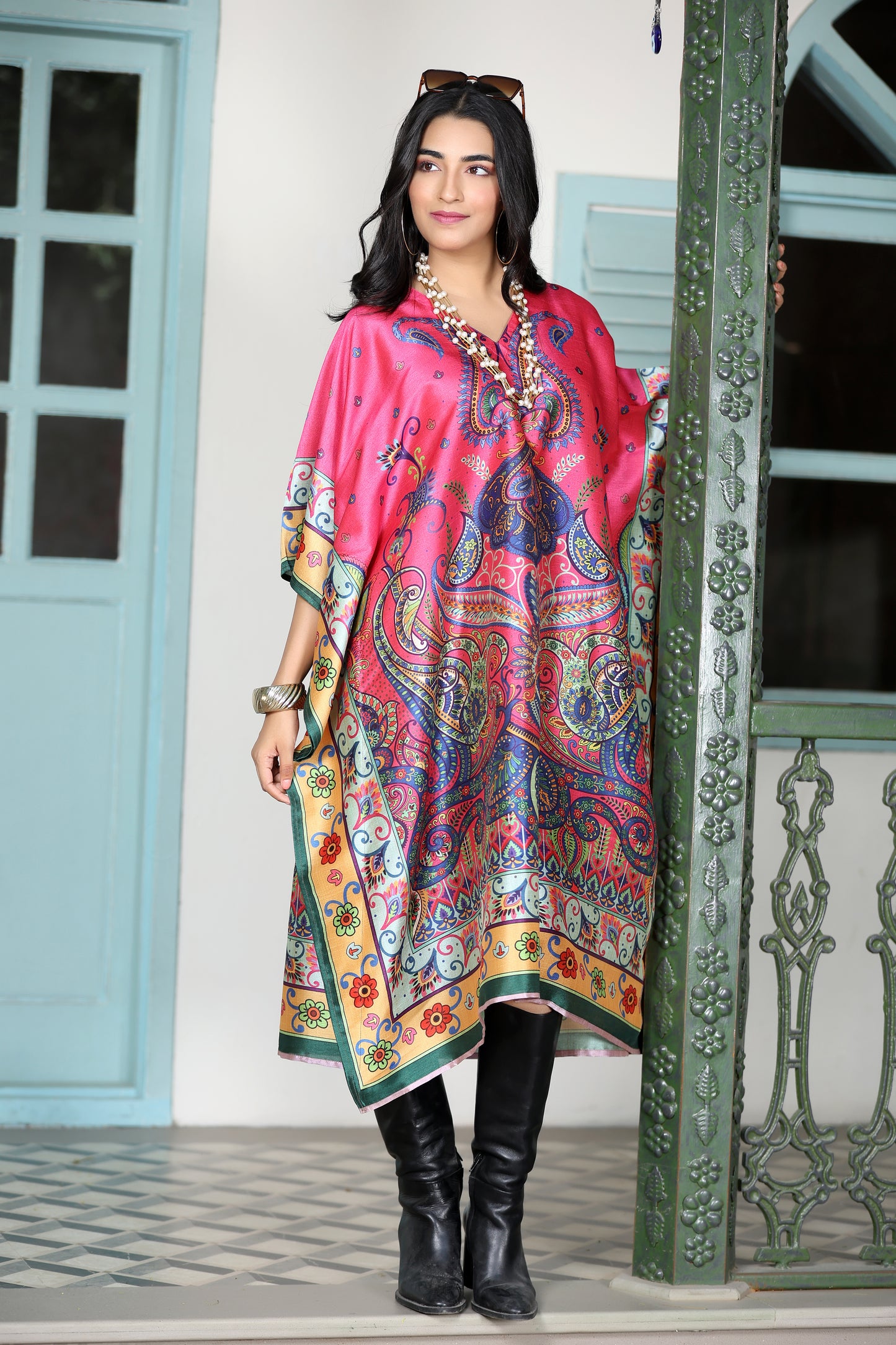 Boho Kaftan Fuscia Paisley