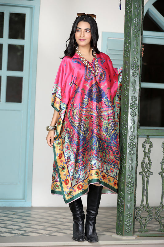 Boho Kaftan Fuscia Paisley