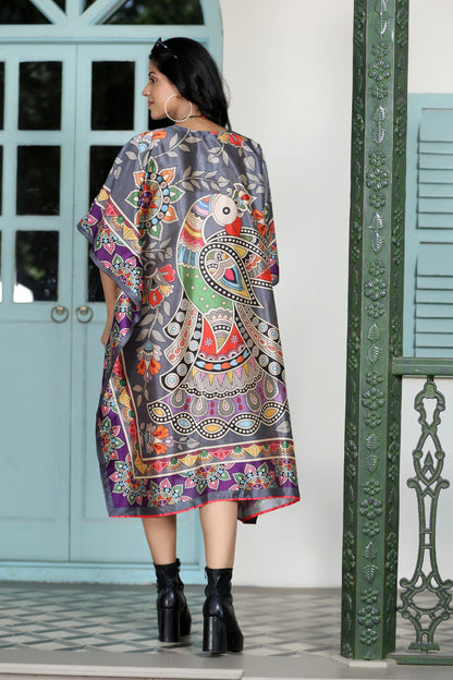 Boho Kaftan Grey Madhubani