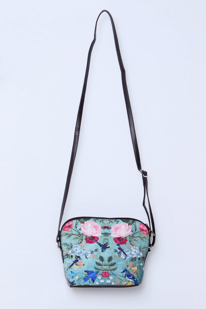 Canvas Sling Garden Print Aqua