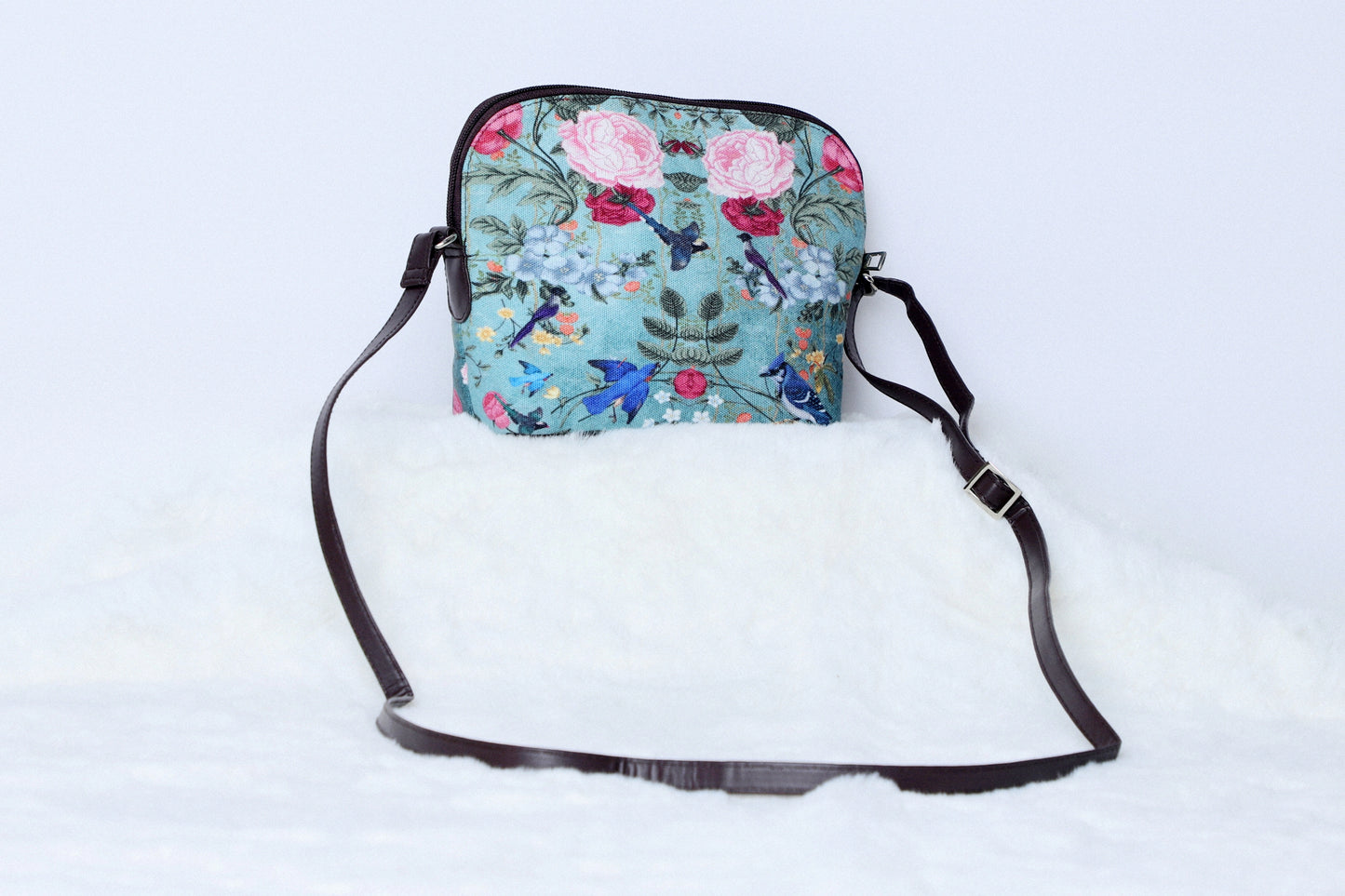 Canvas Sling Garden Print Aqua