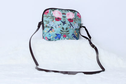 Canvas Sling Garden Print Aqua