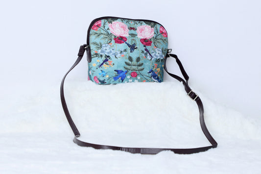 Canvas Sling Garden Print Aqua