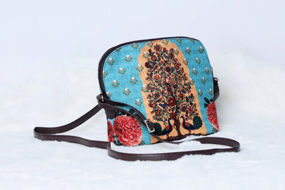 Canvas Sling Tree of Life Light Aqua