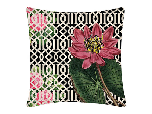 Cushion Covers Jaali Lotus B&W