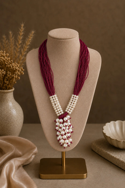 Necklace Pearl Angoori Red