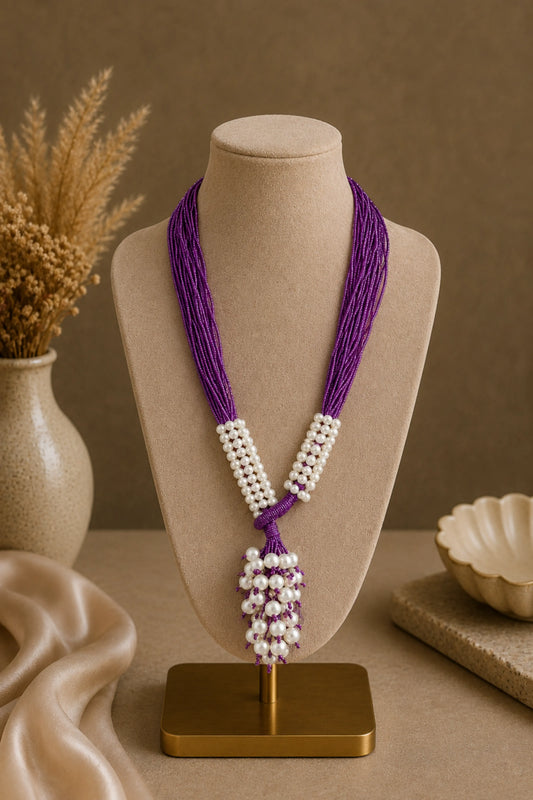Necklace Pearl Angoori Purple