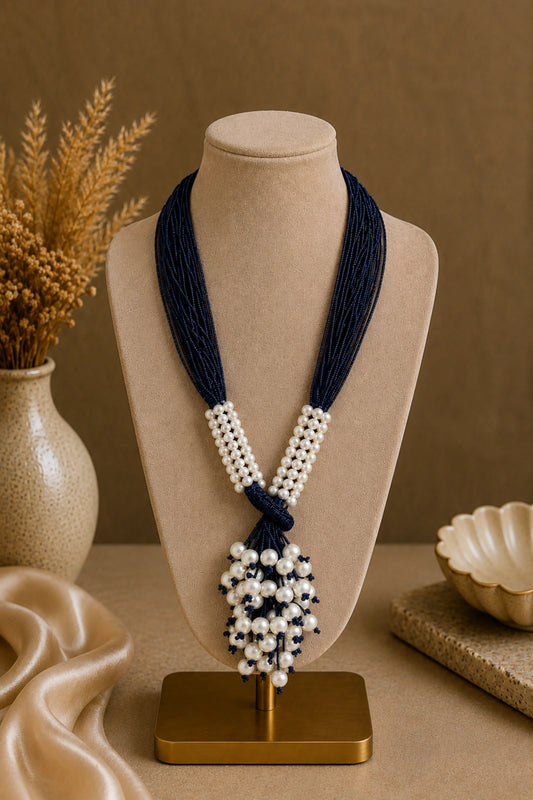 Necklace Pearl Angoori Navy Blue