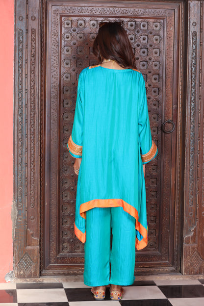 Emb Summer Cool Set Aqua With Orange Border