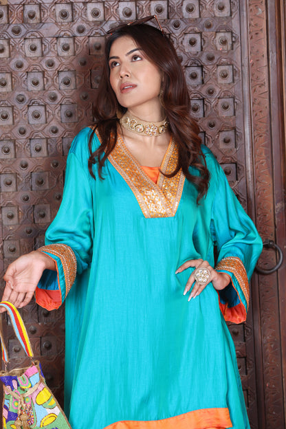 Emb Summer Cool Set Aqua With Orange Border