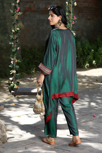 Emb Summer Cool Set Green with Maroon Border