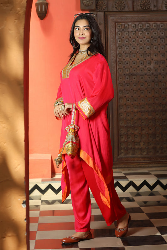 Emb Summer Cool Set Hot Pink with Orange Border