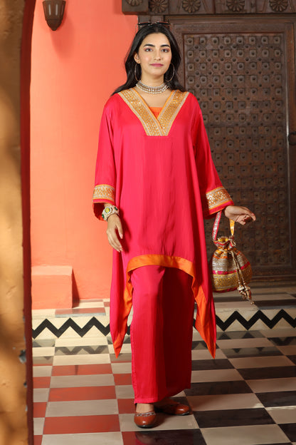 Emb Summer Cool Set Hot Pink with Orange Border