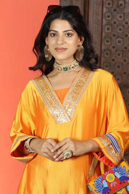 Emb Summer Cool Set Mango With Orange Border