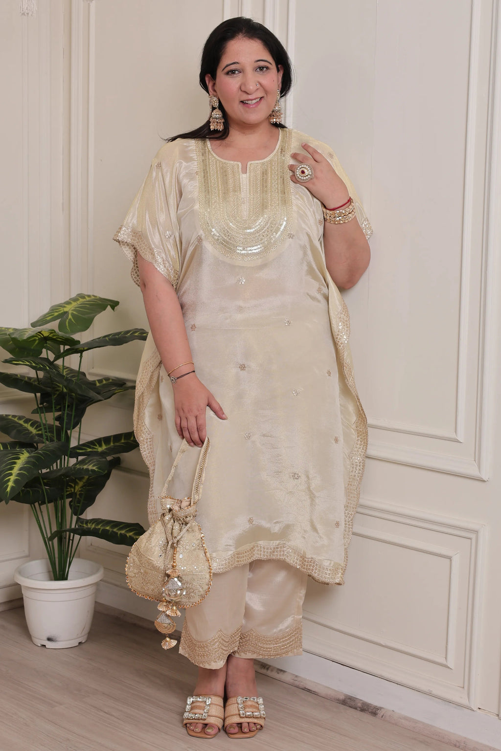 Emb Tissue Kaftan Cream