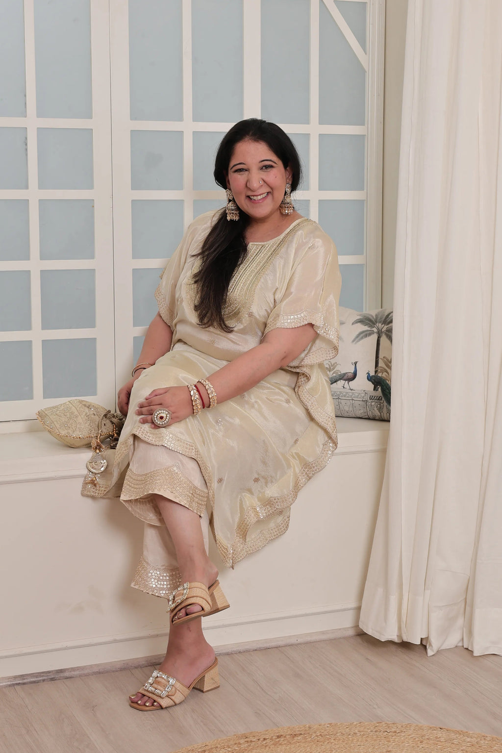 Emb Tissue Kaftan Cream