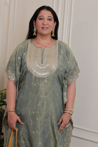 Emb Tissue Kaftan Sage Green