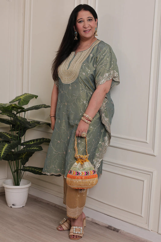 Emb Tissue Kaftan Sage Green