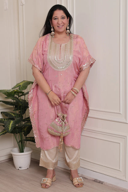 Emb Tissue Kaftan Pink