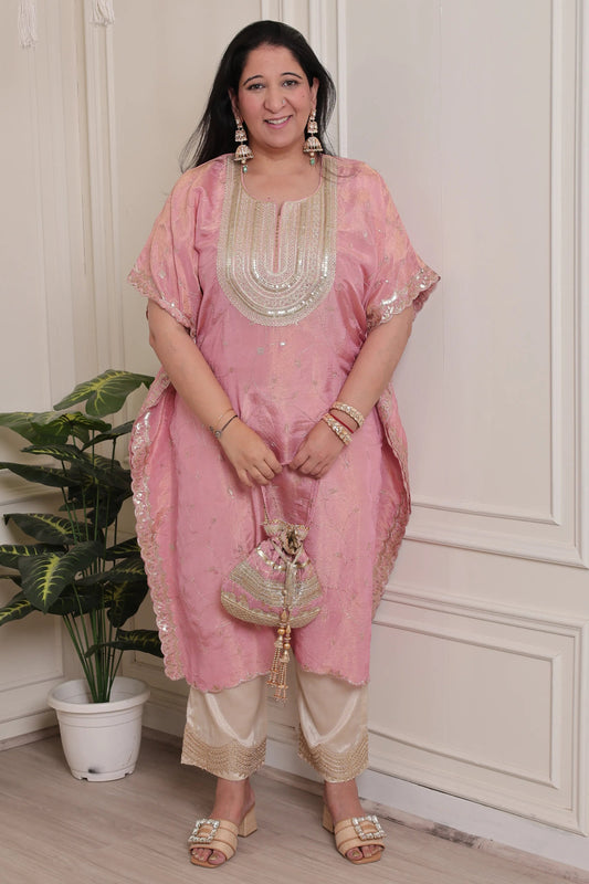 Emb Tissue Kaftan Pink