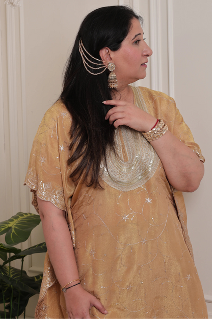 Emb Tissue Kaftan Mustard