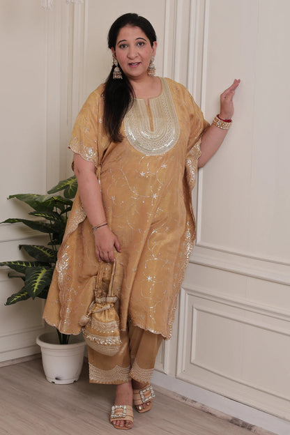 Emb Tissue Kaftan Mustard