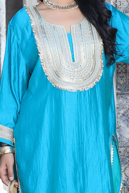 Farshi Salwar Set Aqua
