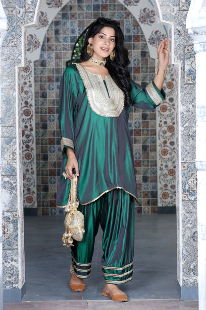 Farshi Salwar Set Bottle Green