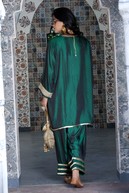 Farshi Salwar Set Bottle Green