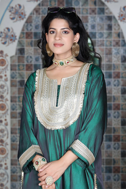 Farshi Salwar Set Bottle Green