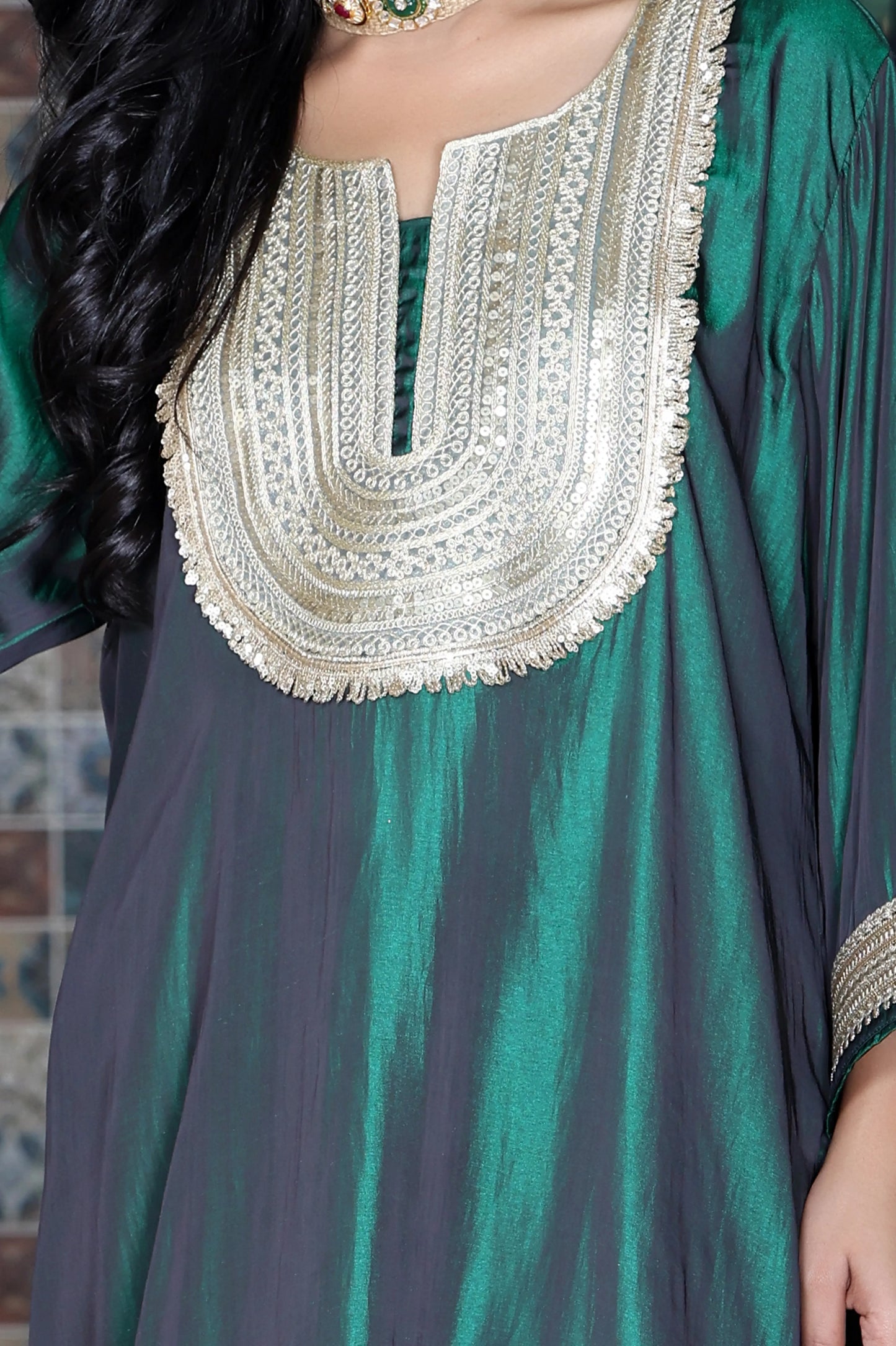 Farshi Salwar Set Bottle Green