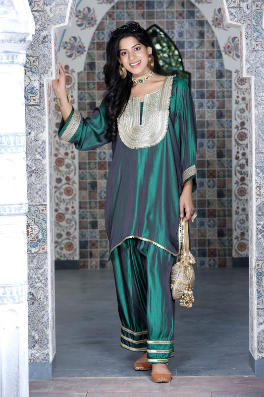 Farshi Salwar Set Bottle Green