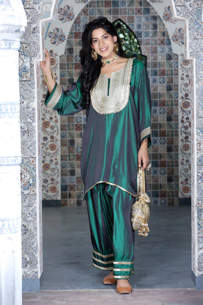 Farshi Salwar Set Bottle Green