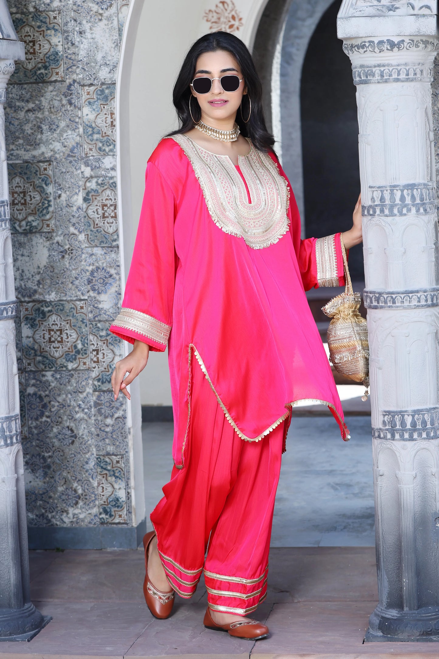 Farshi Salwar Set Hot Pink