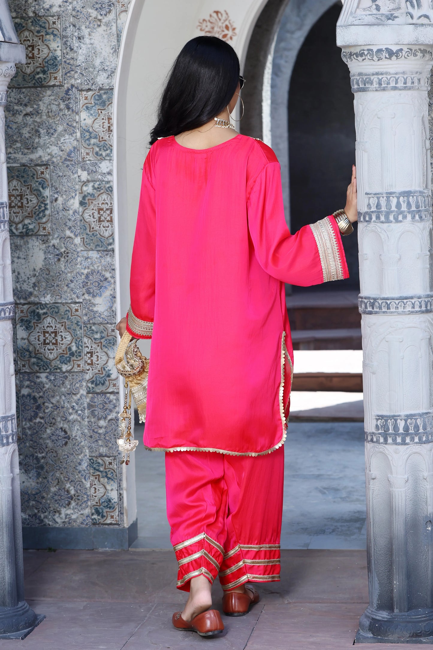 Farshi Salwar Set Hot Pink